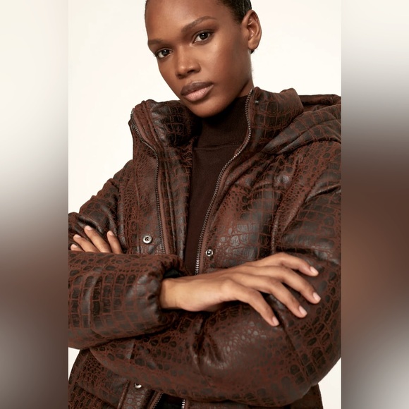 Unreal Fur Croc Illusion Long Puffer Coat - Large - Picture 3 of 5